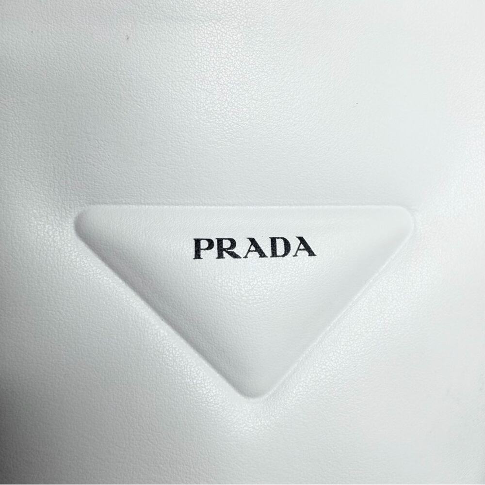 Prada Nappa Tech Triangle Logo White Chunky Platform Block Heel Boots IT Size 38 - Picture 7 of 16